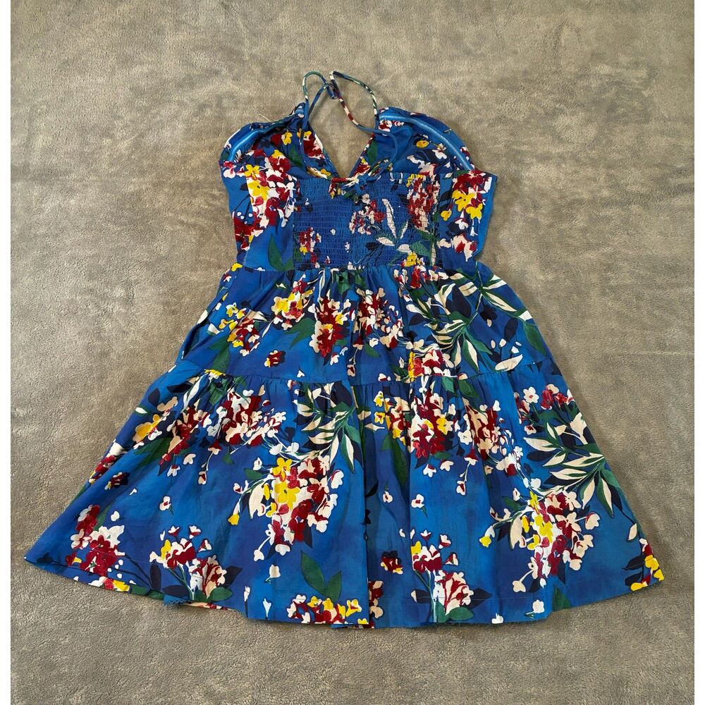 Anthropologie Emily Halterneck Mini Dress Tropical Keyhole Large